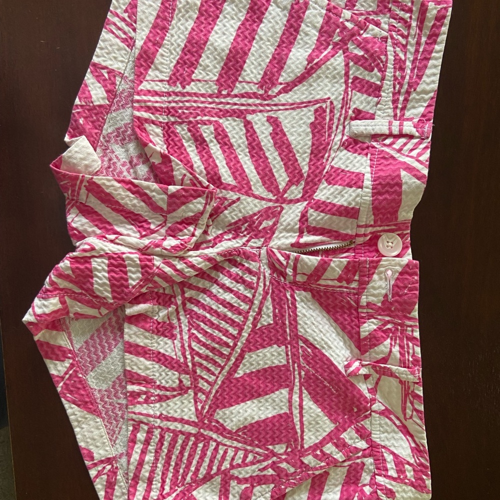 Pink And White Patterned Shorts - image 1